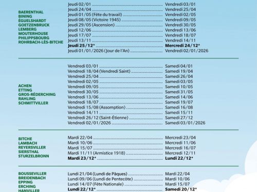 Les jours de collecte des déchets